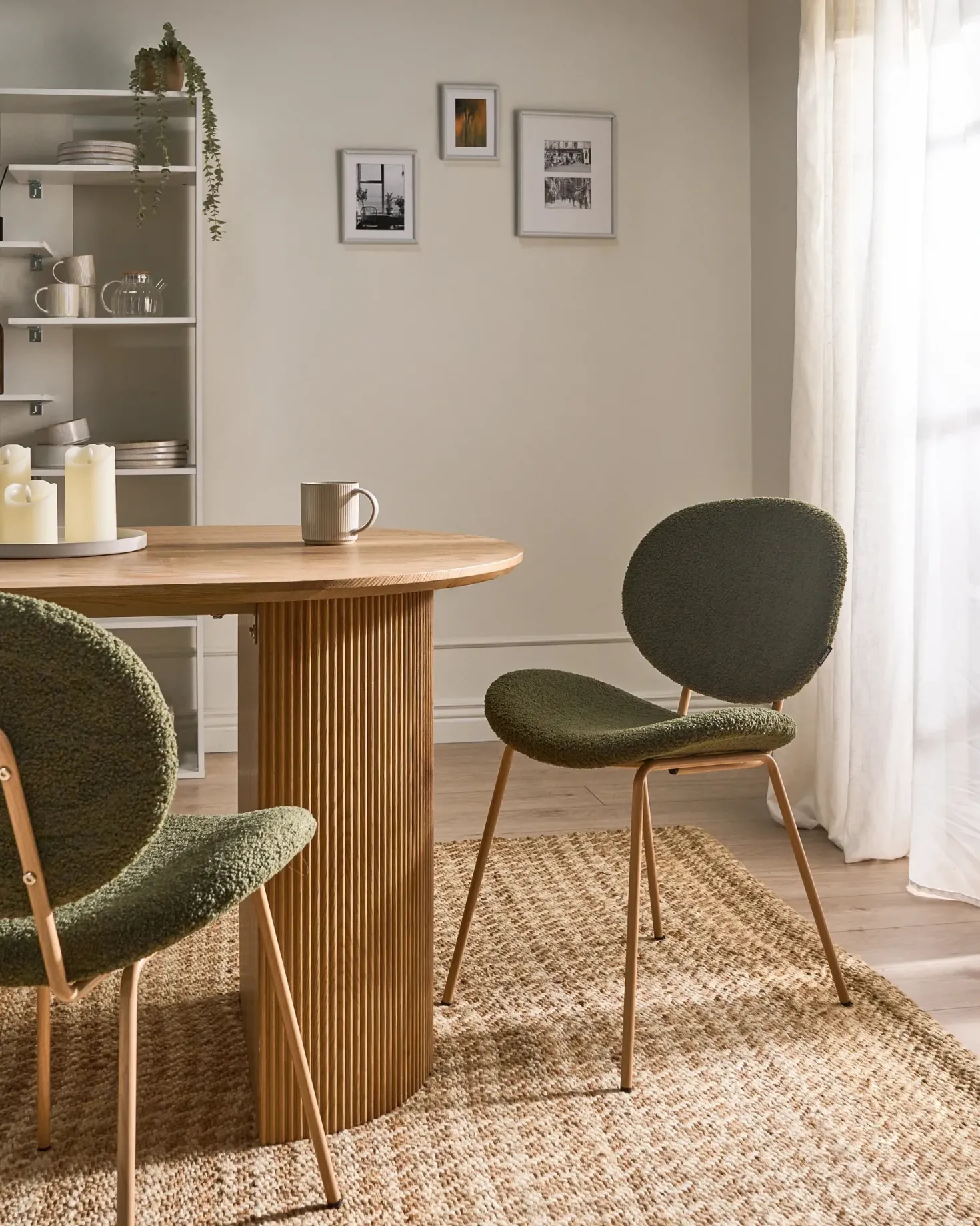 Sæt med 2 spisebordsstole LUANA Boucle Mørkegrøn