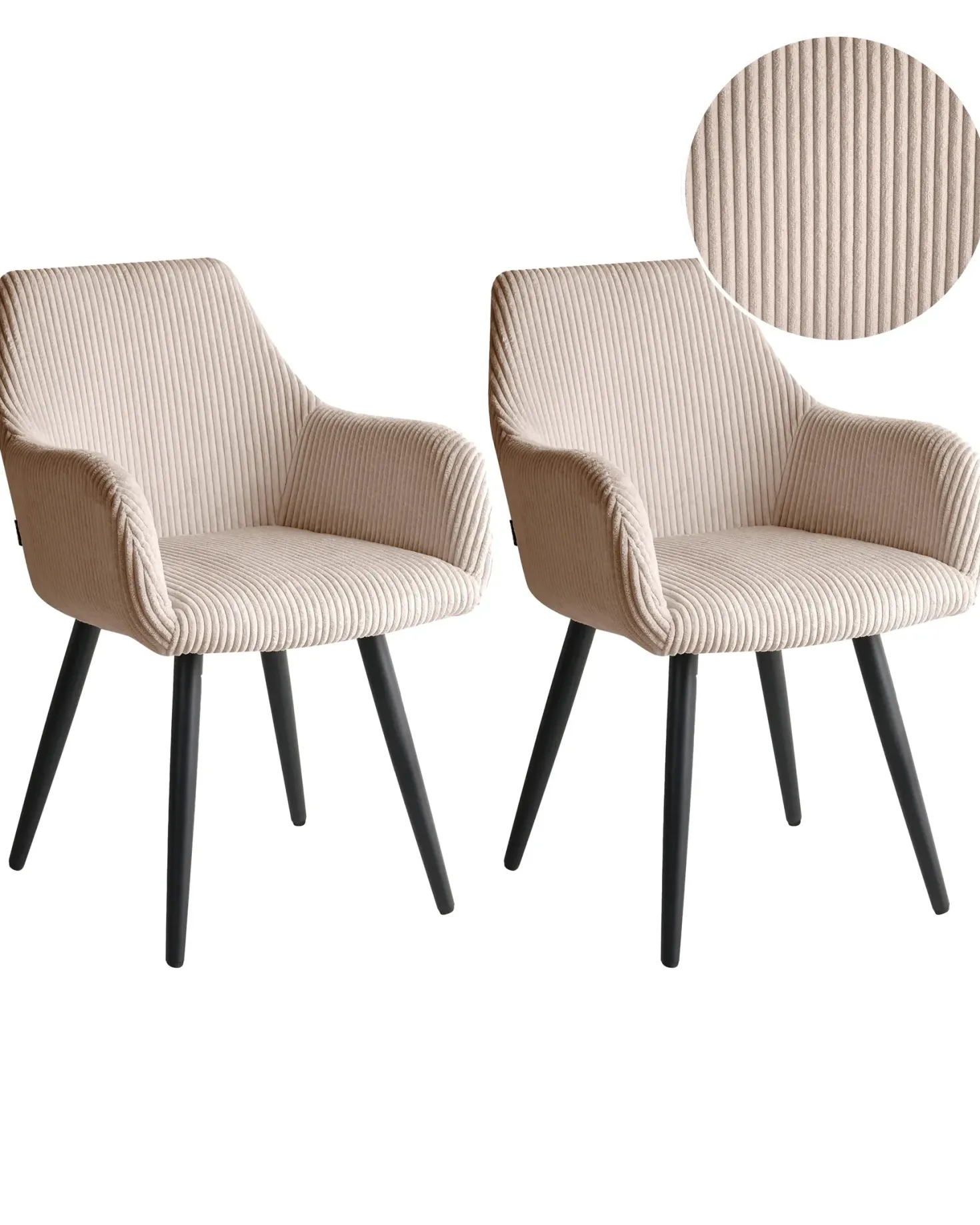 Sæt med 2 spisebordsstole MORI Fløjl Beige