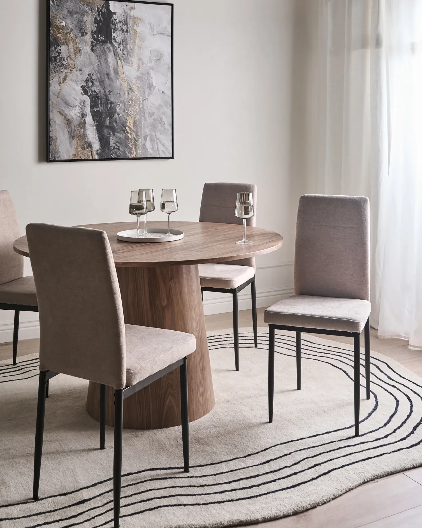 Sæt med 4 spisebordsstole RINER Brungrå