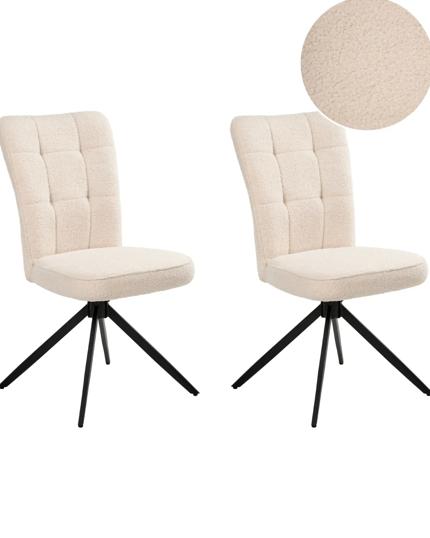Sæt med 2 spisebordsstole RYAN Boucle Lys Beige