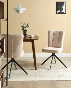 Sæt med 2 spisebordsstole RYAN Boucle Lys Beige