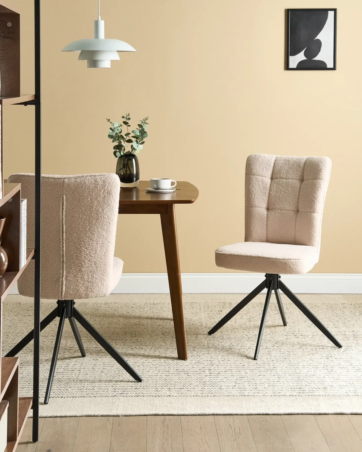 Sæt med 2 spisebordsstole RYAN Boucle Lys Beige
