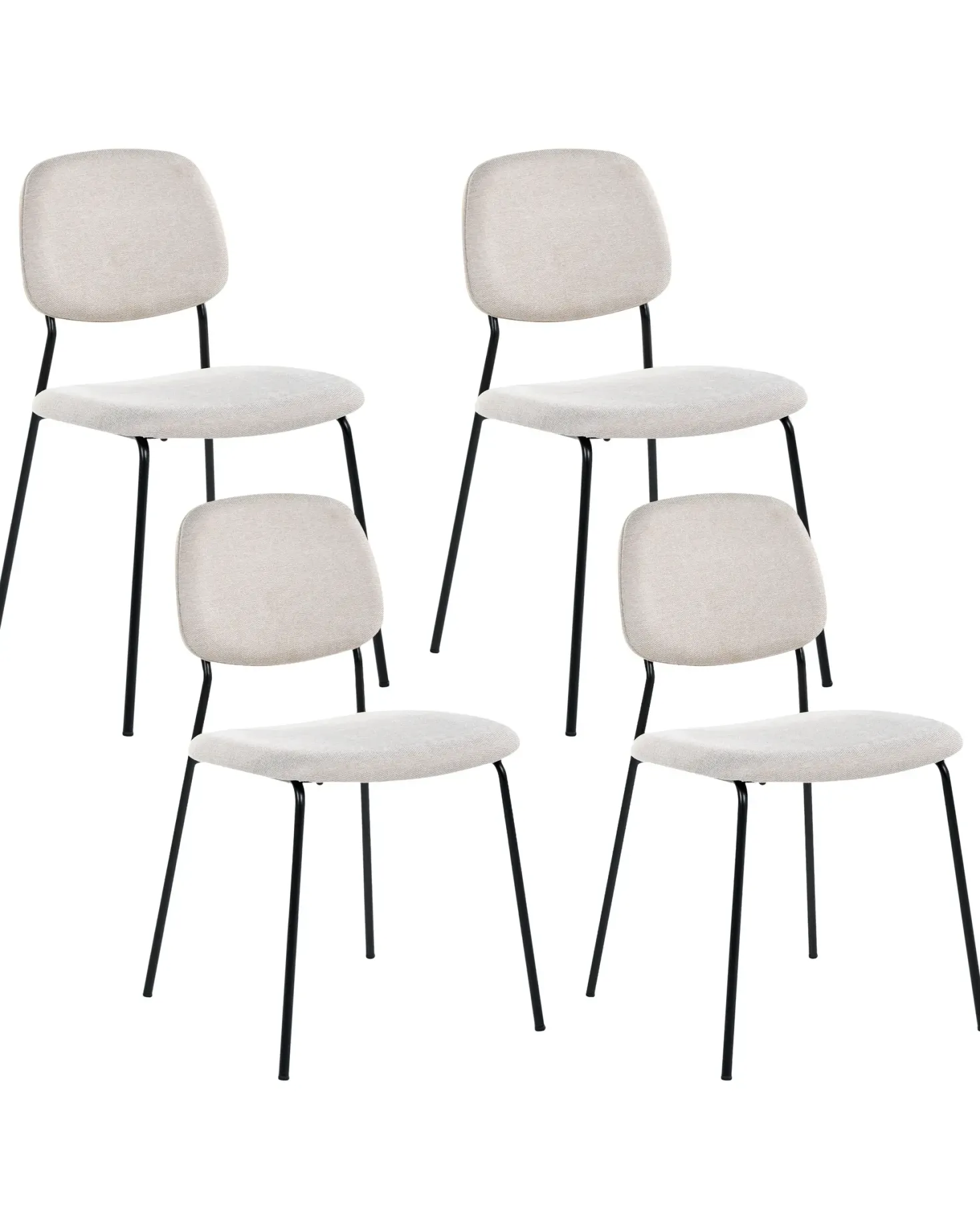 Sæt med 4 spisebordsstole RILEY Lys Beige