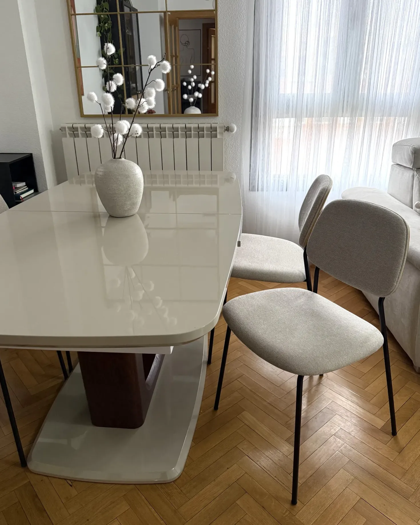 Sæt med 4 spisebordsstole RILEY Lys Beige
