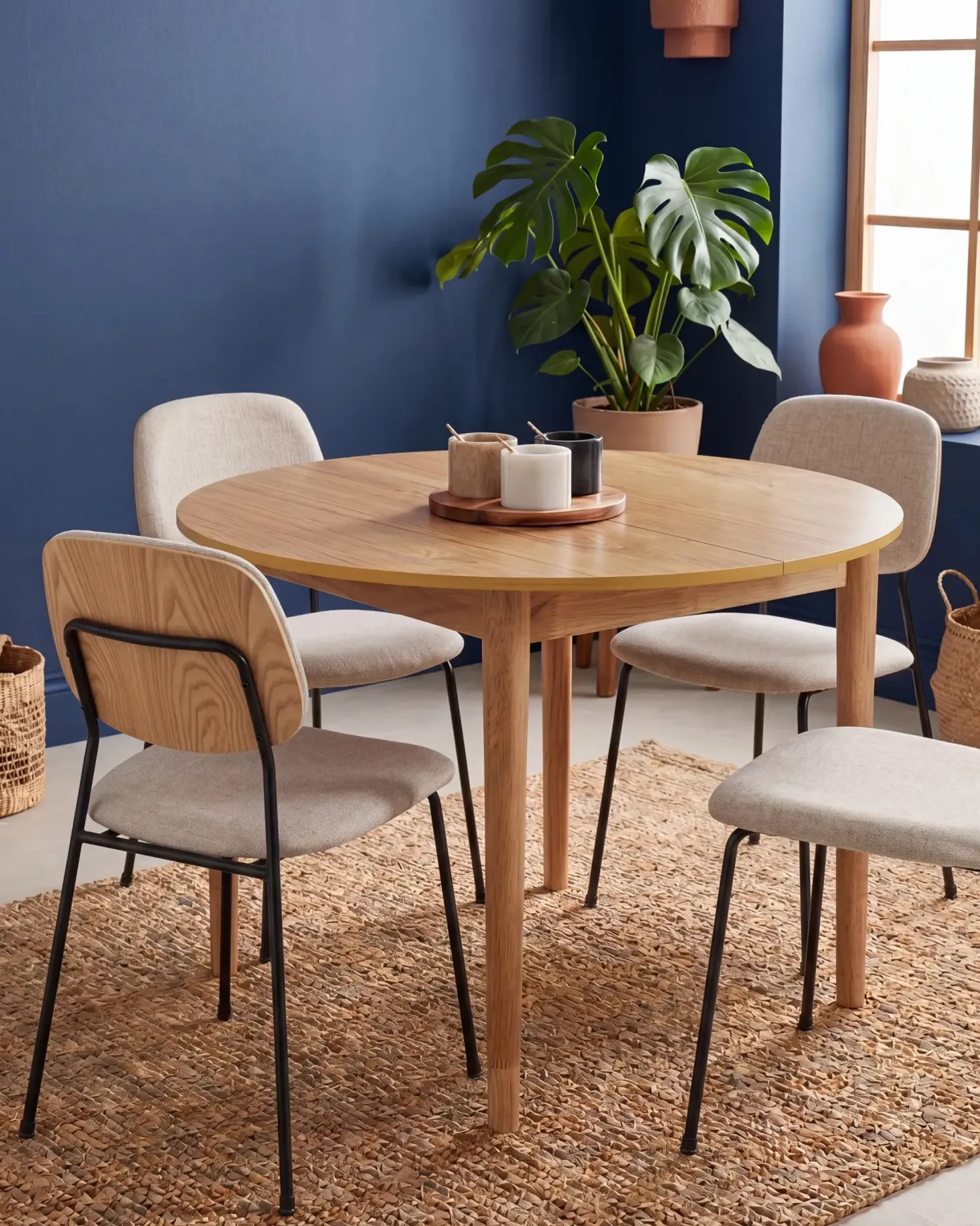 Sæt med 4 spisebordsstole RILEY Lys Beige