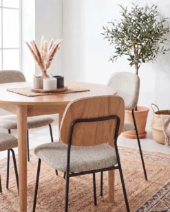 Sæt med 4 spisebordsstole RILEY Lys Beige