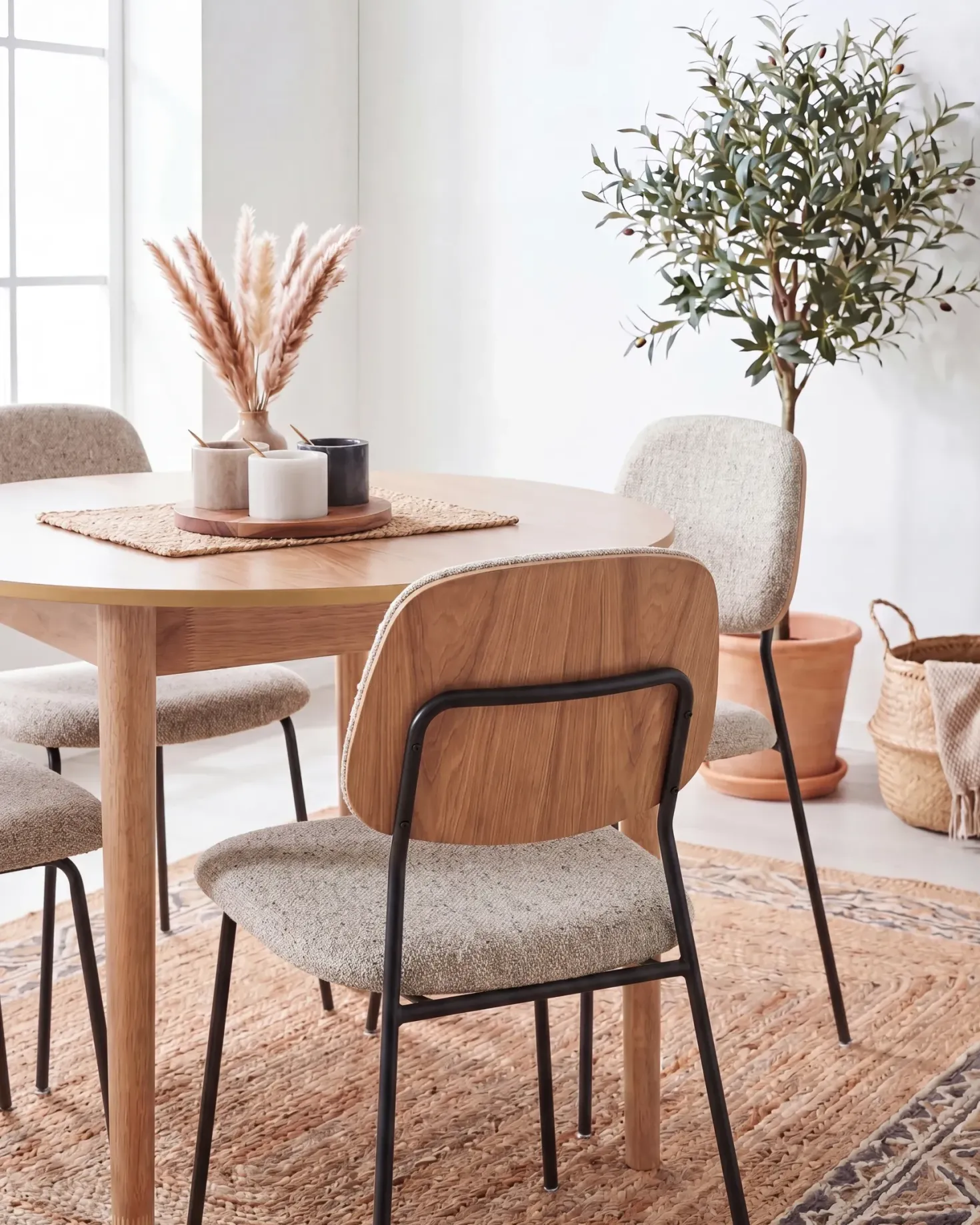 Sæt med 4 spisebordsstole RILEY Lys Beige
