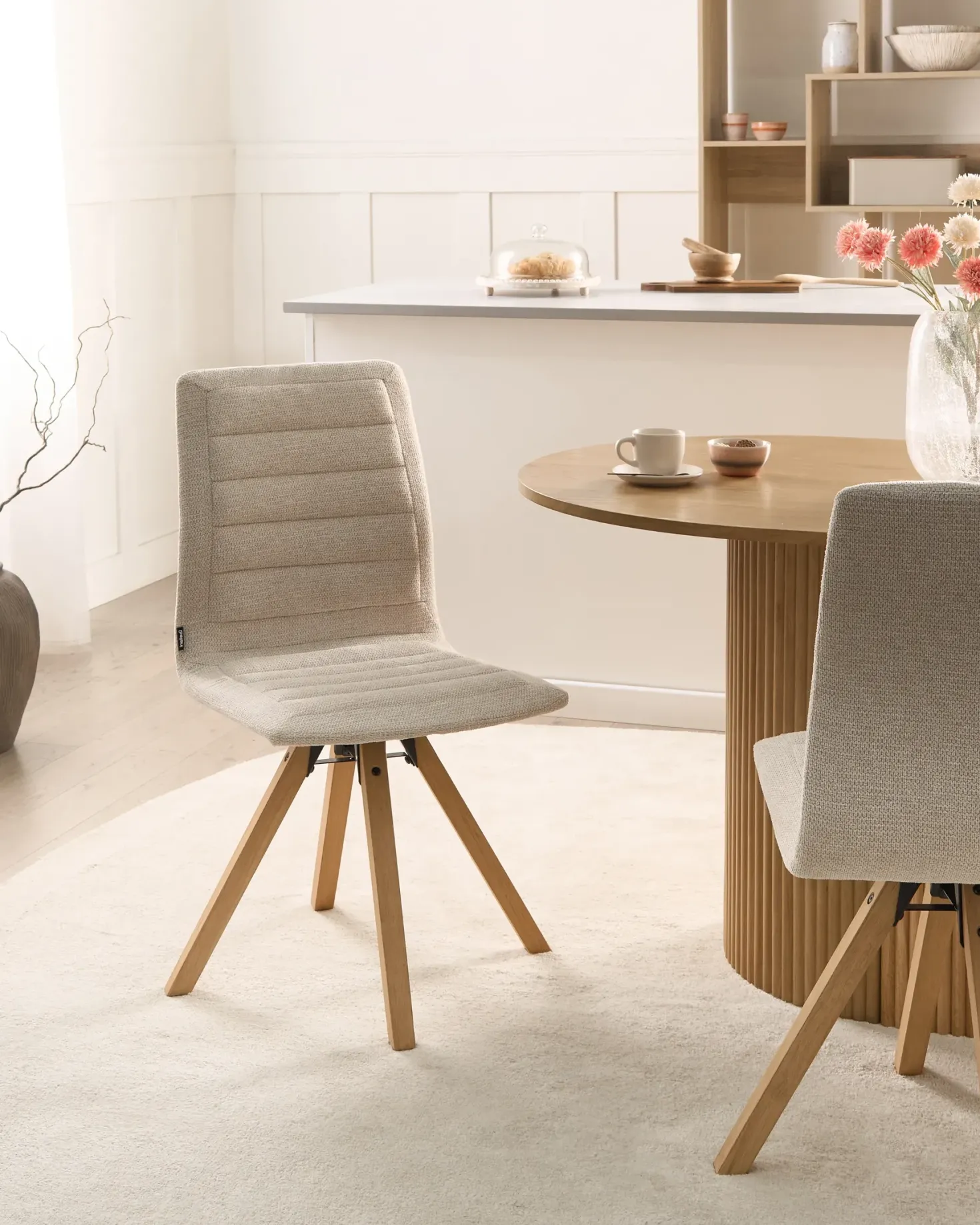 Sæt med 2 spisebordsstole ROX Lys Beige