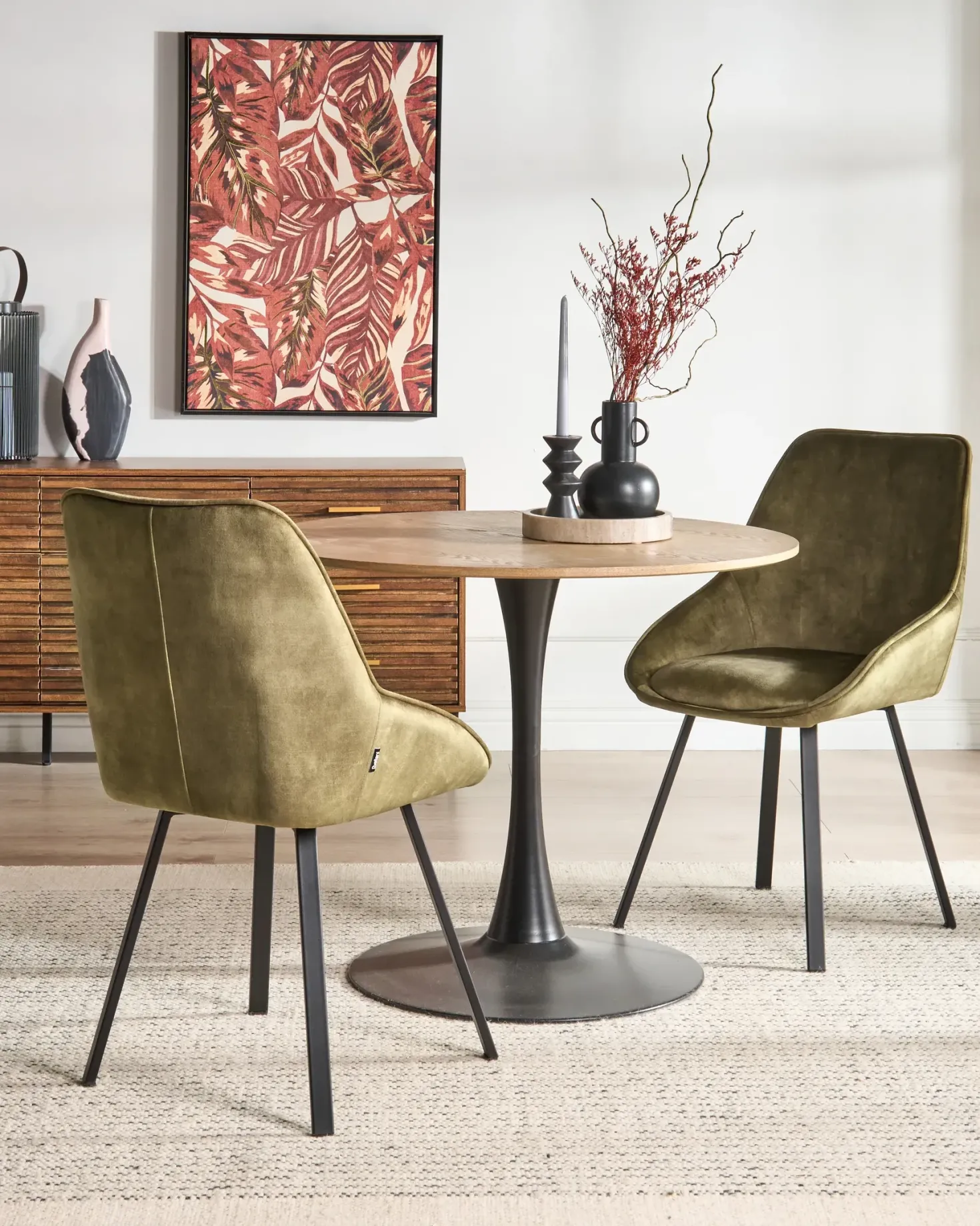 Sæt med 2 spisebordsstole TERLTON Velour Grøn