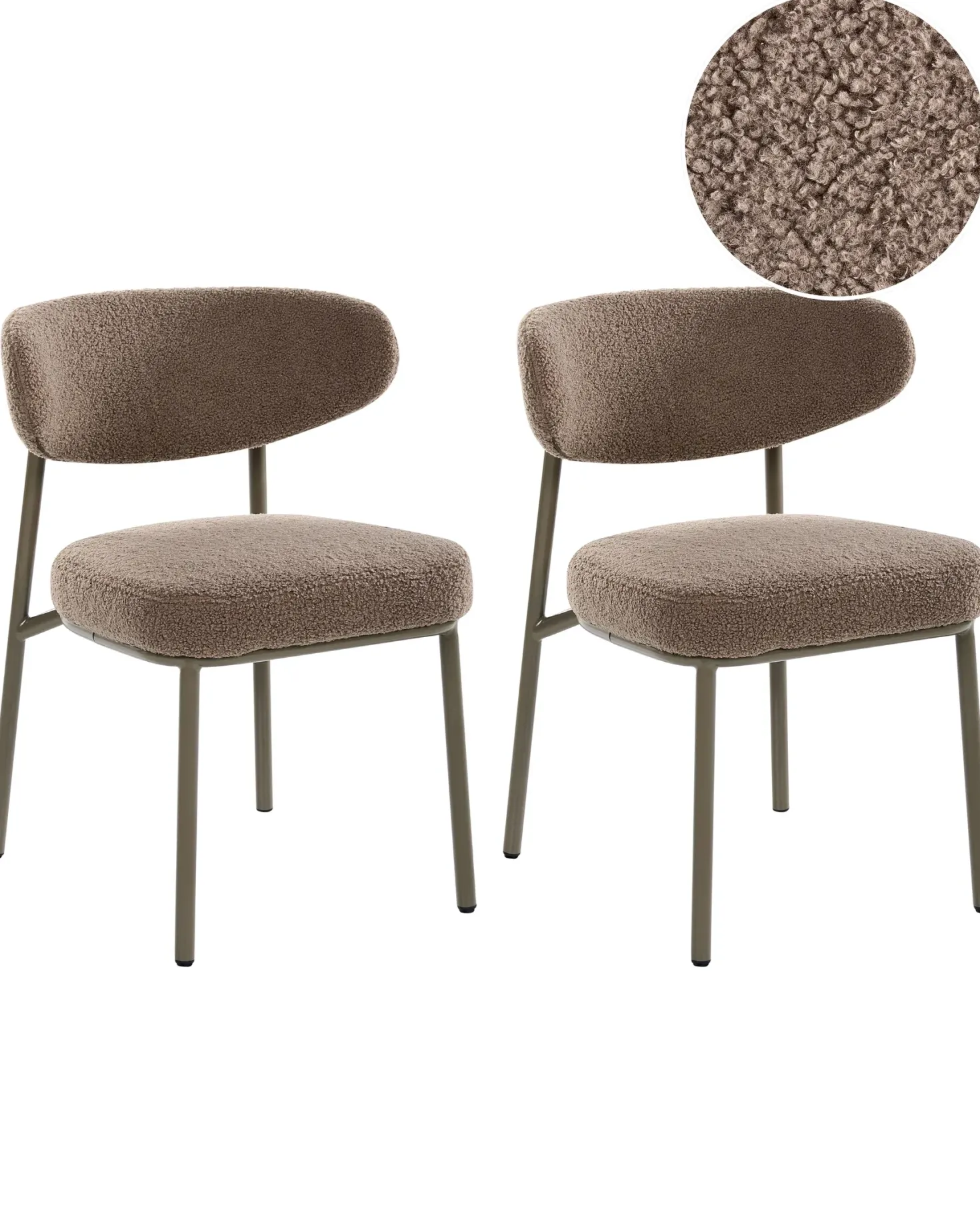 Sæt med 2 spisebordsstole UNITY Boucle Brungrå