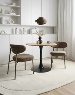 Sæt med 2 spisebordsstole UNITY Boucle Brungrå