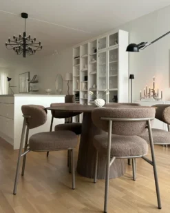 Sæt med 2 spisebordsstole UNITY Boucle Brungrå