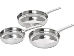 Sæt med 3 stegepander PRIMECOOK Rustfrit stål Sølv