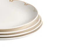Sæt med 12 stykker service CHAROLI Porcelæn Hvid/guld