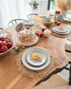 Sæt med 24 stykker service CHERVIL Stentøj Himmelblå