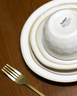 Sæt med 24 stykker service CHIVES Stentøj Lys Beige