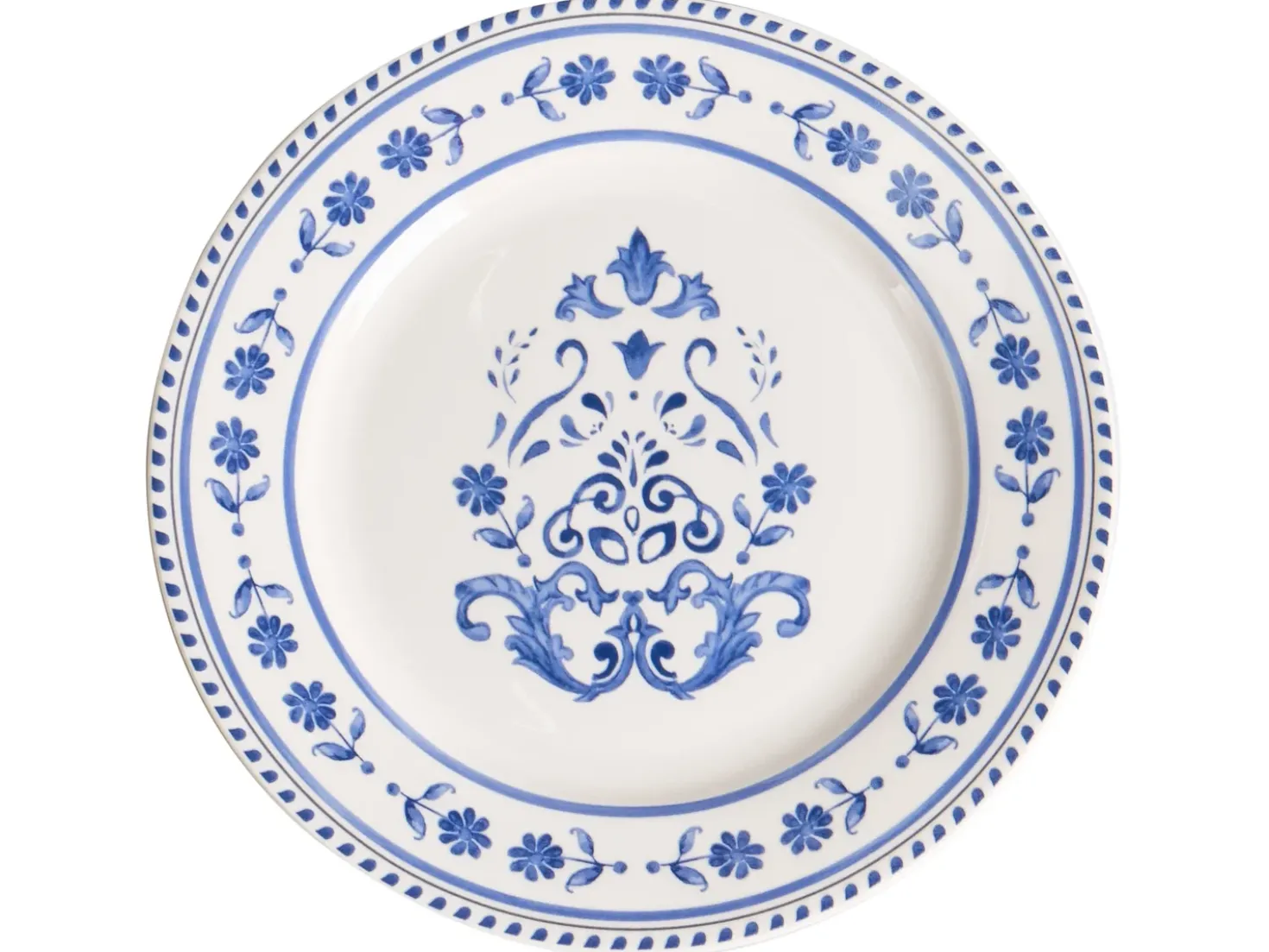 Sæt med 12 stykker service GALANGAL Porcelæn Hvid/blå
