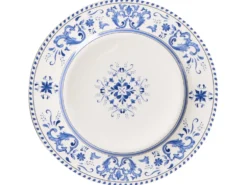Sæt med 12 stykker service GALANGAL Porcelæn Hvid/blå