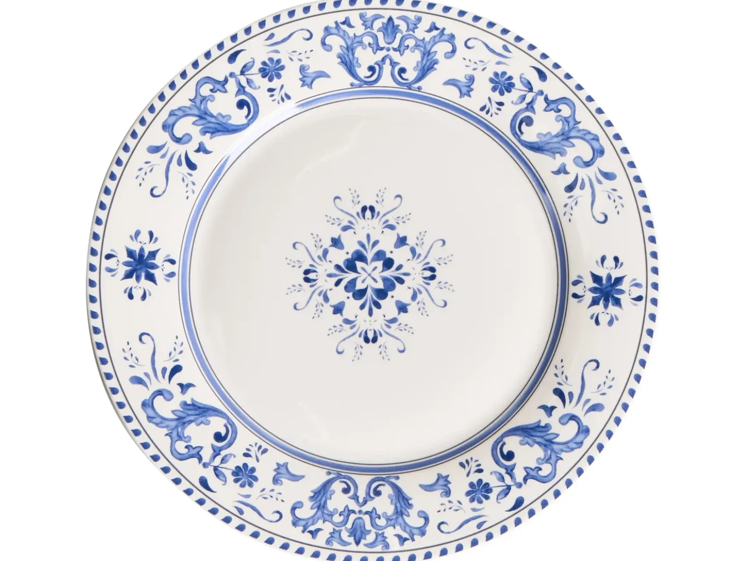 Sæt med 12 stykker service GALANGAL Porcelæn Hvid/blå