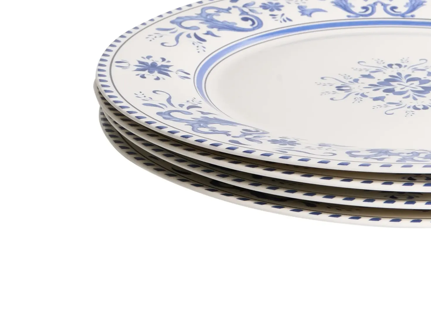 Sæt med 12 stykker service GALANGAL Porcelæn Hvid/blå