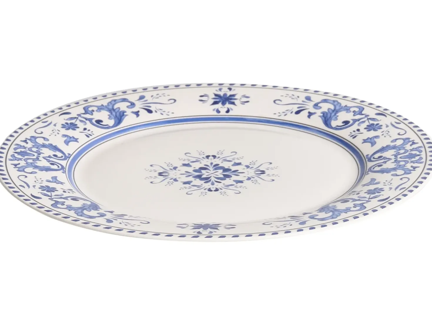 Sæt med 12 stykker service GALANGAL Porcelæn Hvid/blå
