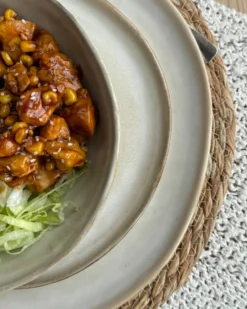 Sæt med 24 stykker service HOPS Stentøj Lys Beige