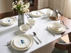 Sæt med 12 stykker service HYSSOP Porcelæn Hvid