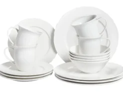 Sæt med 16 stykker spisestel ELDERBERRY Porcelæn Hvid