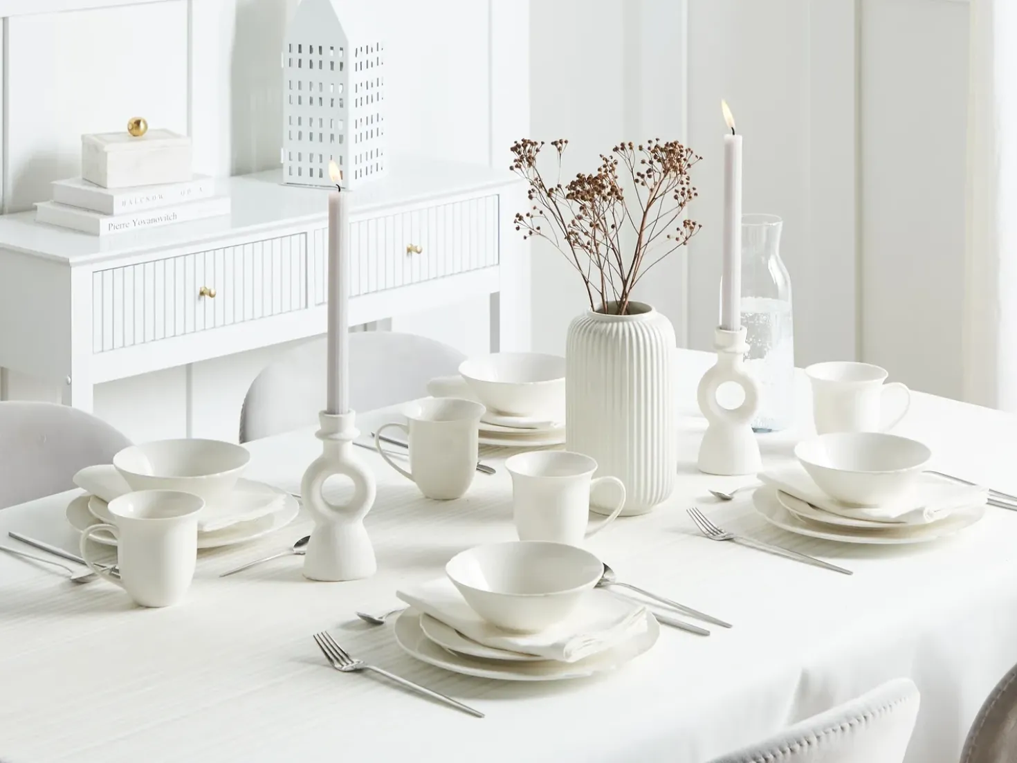 Sæt med 16 stykker spisestel ELDERBERRY Porcelæn Hvid