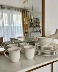 Sæt med 16 stykker spisestel ELDERBERRY Porcelæn Hvid