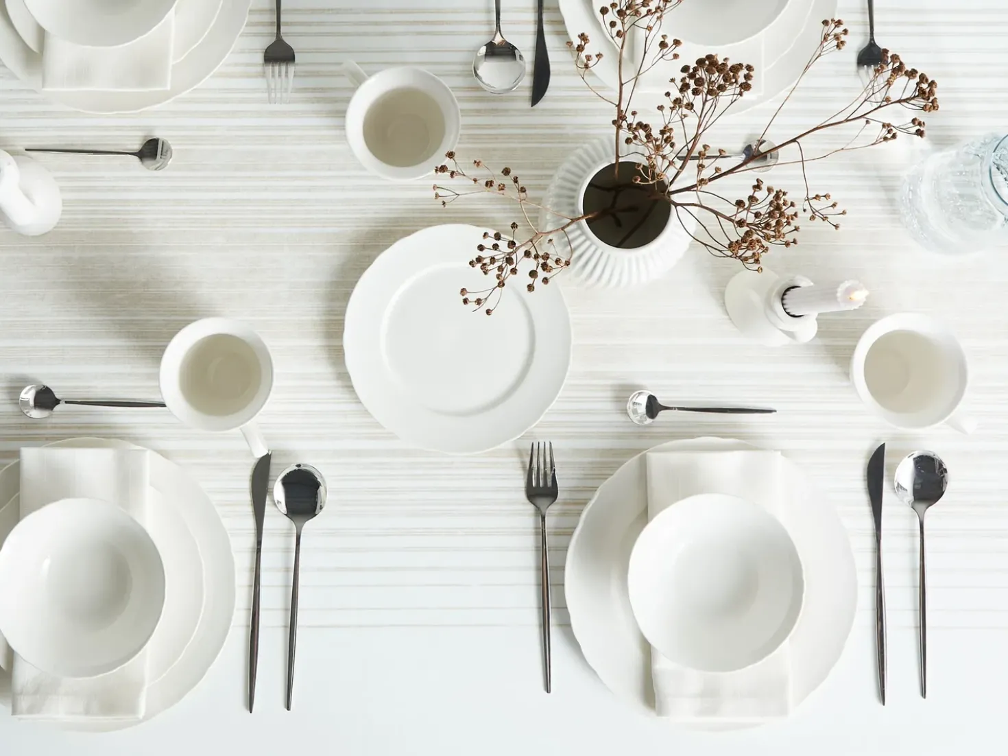 Sæt med 16 stykker spisestel ELDERBERRY Porcelæn Hvid