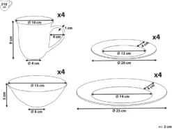 Sæt med 16 stykker spisestel ELDERBERRY Porcelæn Hvid
