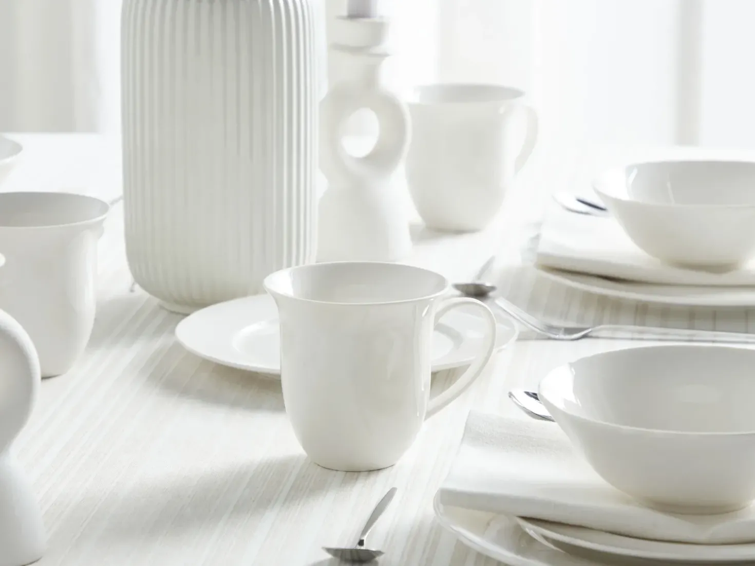 Sæt med 16 stykker spisestel ELDERBERRY Porcelæn Hvid
