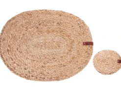 Sæt med dækkeservietter og bordskånere BUSHYLARK Jute Naturlig