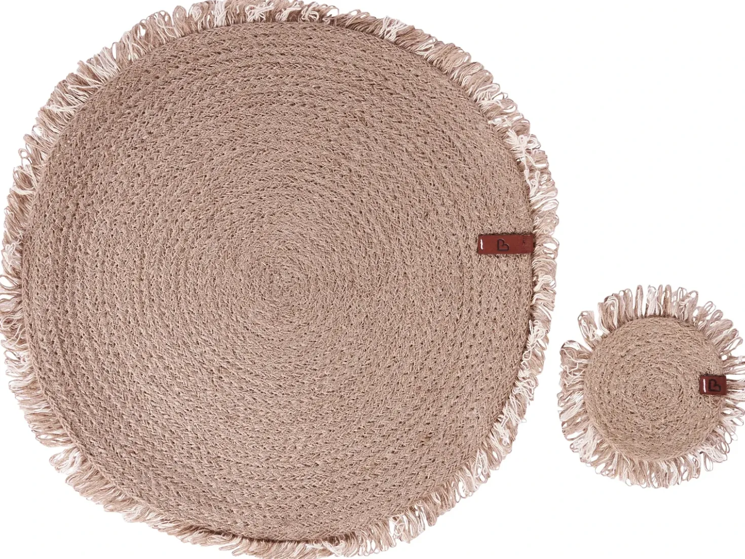 Sæt med dækkeservietter og bordskånere RIBBERY Jute Naturlig