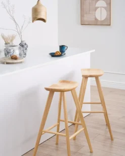 Sæt af 2 barstole CANDO Lysebrun