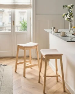 Sæt af 2 barstole DIXON Træ Lysebrun/råhvid