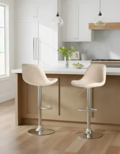 Sæt af 2 barstole KAHLA Boucle Lys Beige