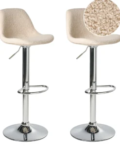 Sæt af 2 barstole KAHLA Boucle Lys Beige