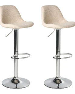 Sæt af 2 barstole KAHLA Boucle Lys Beige