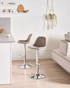 Sæt af 2 barstole KAHLA Brungrå