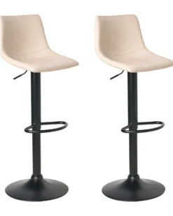 Sæt af 2 barstole LEBRIJA Kunstlæder Lys Beige