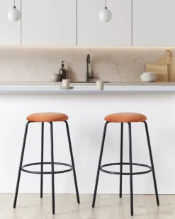 Sæt af 2 barstole MORTON Velour Orange