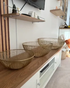 Sæt af 3 dekorative skåle GARUT Metal Guld