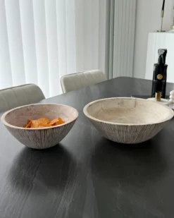 Sæt af 2 dekorative skåle SIWA Mangotræ Lysebrun