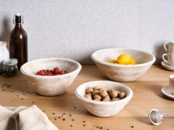 Sæt af 3 dekorative skåle TANTA Mangotræ Lysebrun