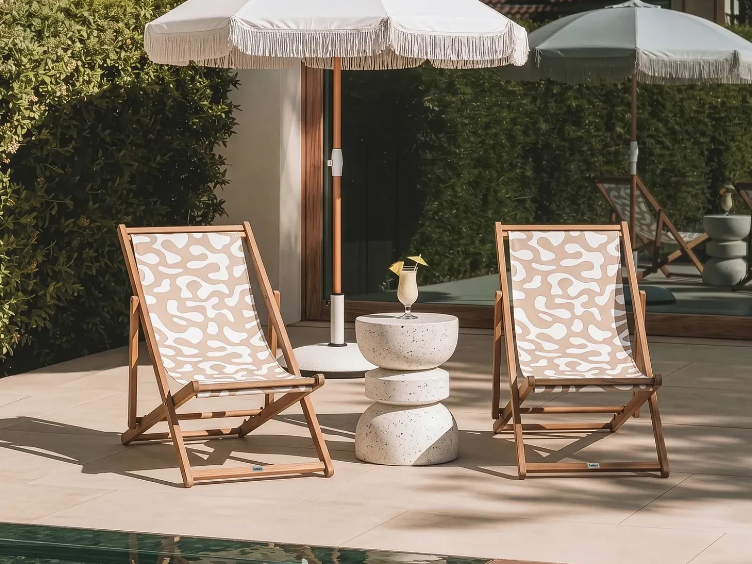 Sæt af 2 erstatningsbetræk til liggestol ANZIO/AVELLINO 113 x 44 cm Beige