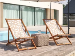 Sæt af 2 erstatningsbetræk til liggestol ANZIO/AVELLINO 113 x 44 cm Beige