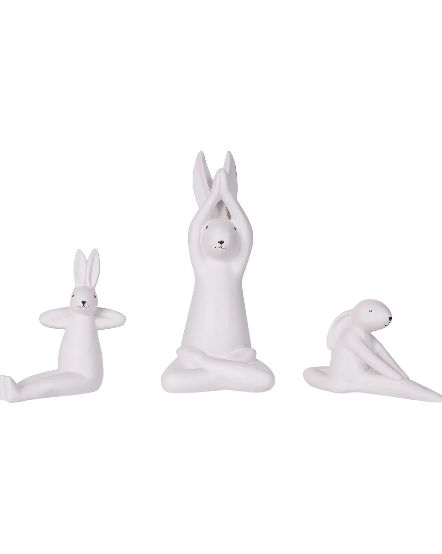 Sæt af 3 figurer Hare BREST Keramik Hvid