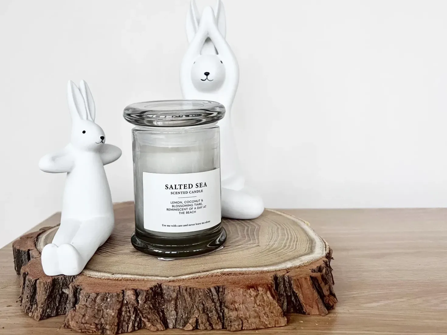Sæt af 3 figurer Hare BREST Keramik Hvid